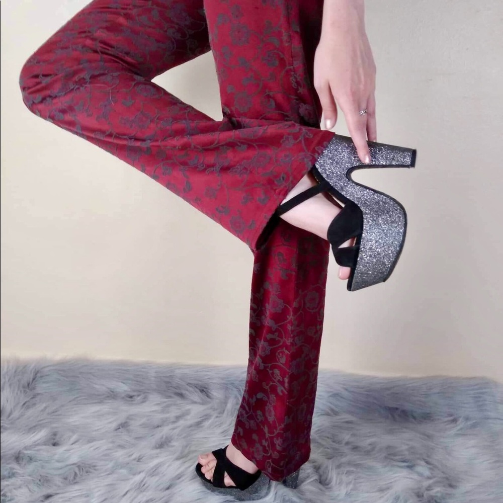 Red and Black Patterned Pants
